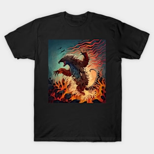 Watercolor AI Generated Pangolin from Fiery Pit T-Shirt